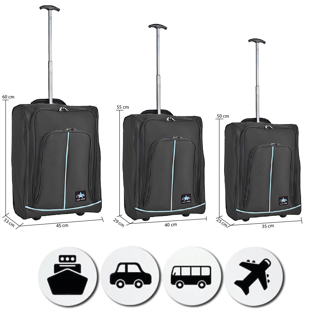Set 3 Valigie Morbide Trolley da Viaggio Bagaglio a Mano con Ruote h50-55-60 cm