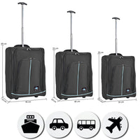 Set 3 Valigie Morbide Trolley da Viaggio Bagaglio a Mano con Ruote h50-55-60 cm