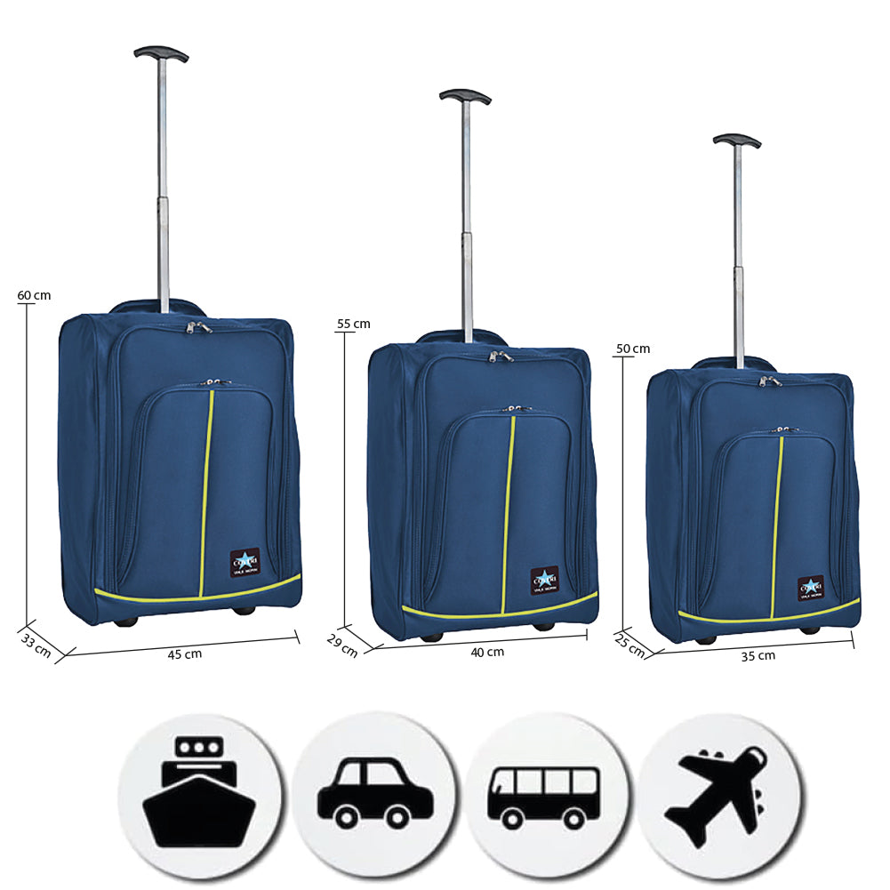 Set 3 Valigie Morbide Trolley da Viaggio Bagaglio a Mano con Ruote h50-55-60 cm