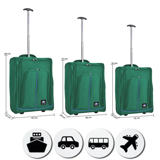 Set 3 Valigie Morbide Trolley da Viaggio Bagaglio a Mano con Ruote h50-55-60 cm