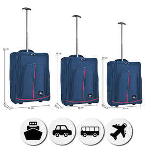 Set 3 Valigie Morbide Trolley da Viaggio Bagaglio a Mano con Ruote h50-55-60 cm