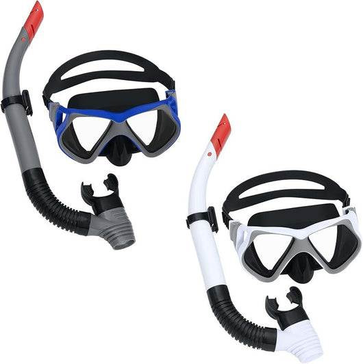 BESTWAY SET SNORKELING DOMINATOR PRO MASCHERA CON BOCCAGLIO DAI 14 ANNI + LENTI ANTIGRAFFIO IN VETRO TEMPERATO COLORE ASSORTITO