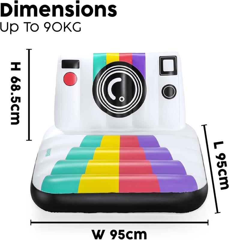 BESTWAY POLTRONA MACCHINA FOTOGRAFICA PER ADULTIO CON 1 TOPPA DI RIPARAZIONE 127X102 CM