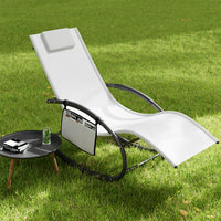 Sedia Sdraio a Dondolo Gravita Zero Lettino Prendisole Giardino Textilene Bianco