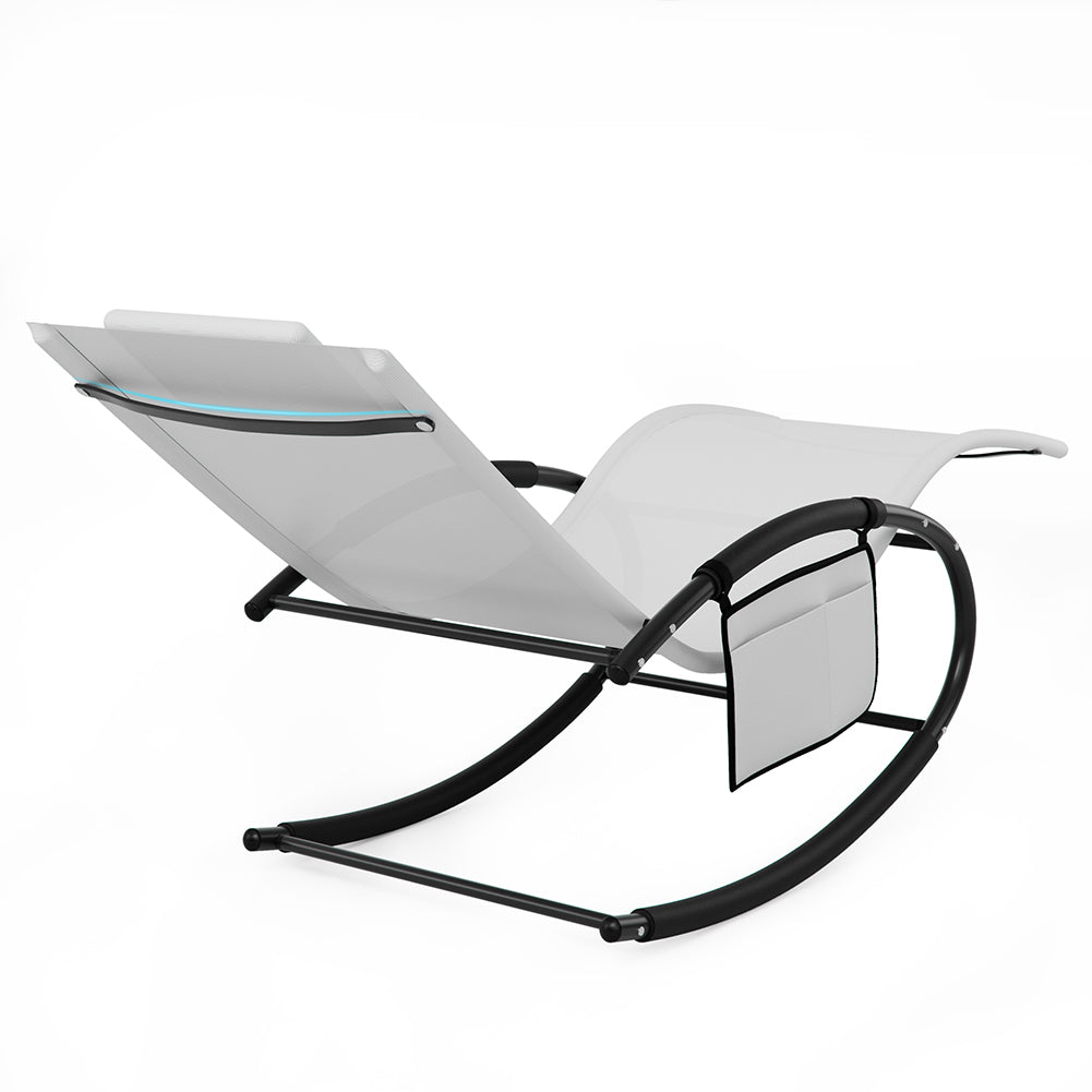 Sedia Sdraio a Dondolo Gravita Zero Lettino Prendisole Giardino Textilene Bianco