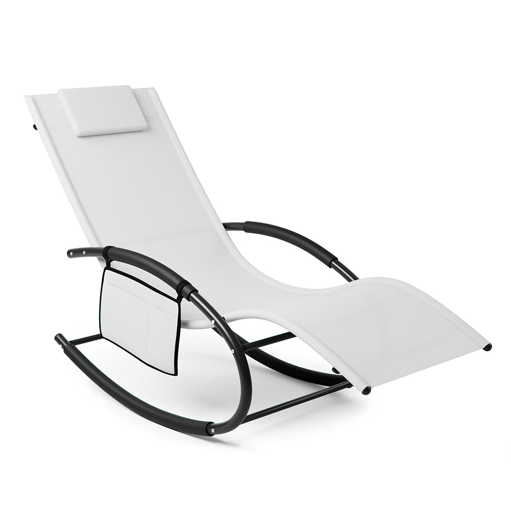 Sedia Sdraio a Dondolo Gravita Zero Lettino Prendisole Giardino Textilene Bianco