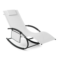 Sedia Sdraio a Dondolo Gravita Zero Lettino Prendisole Giardino Textilene Bianco