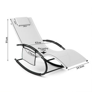 Sedia Sdraio a Dondolo Gravita Zero Lettino Prendisole Giardino Textilene Bianco