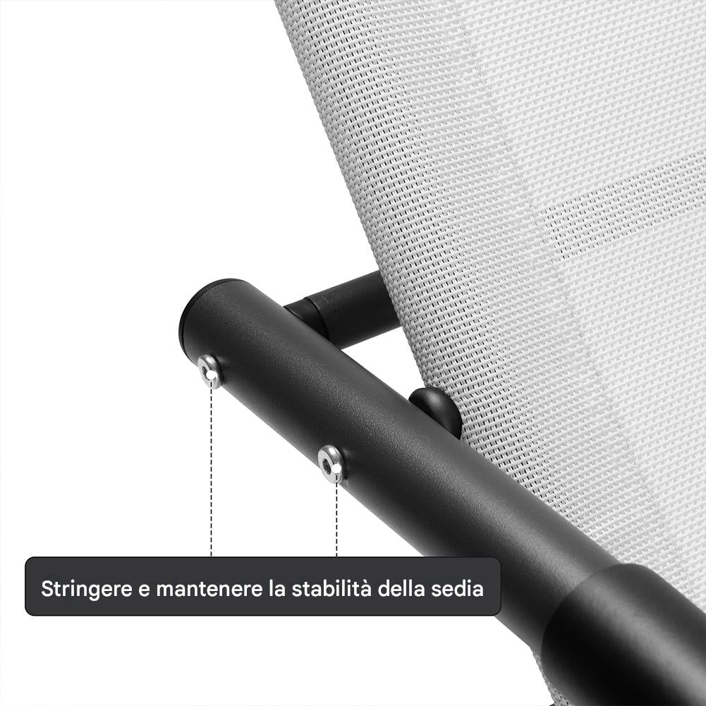 Sedia Sdraio a Dondolo Gravita Zero Lettino Prendisole Giardino Textilene Bianco