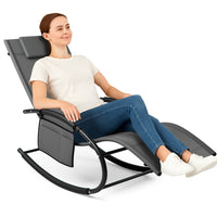 Sedia Sdraio a Dondolo Gravita Zero Lettino Prendisole Giardino Textilene Grigio