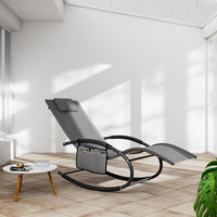 Sedia Sdraio a Dondolo Gravita Zero Lettino Prendisole Giardino Textilene Grigio