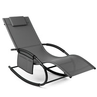 Sedia Sdraio a Dondolo Gravita Zero Lettino Prendisole Giardino Textilene Grigio