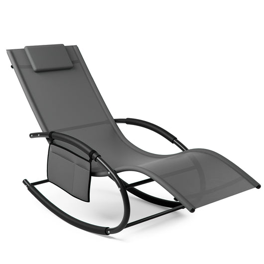 Sedia Sdraio a Dondolo Gravita Zero Lettino Prendisole Giardino Textilene Grigio
