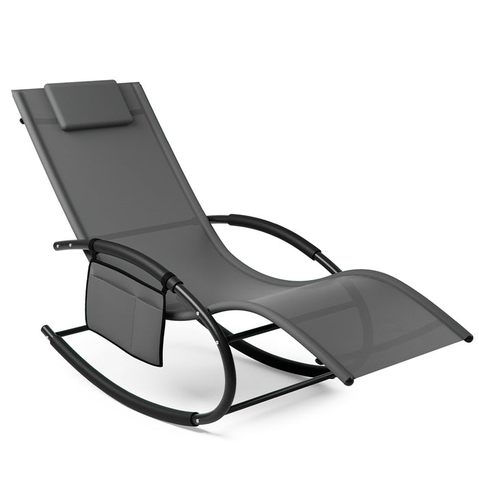 Sedia Sdraio a Dondolo Gravita Zero Lettino Prendisole Giardino Textilene Grigio