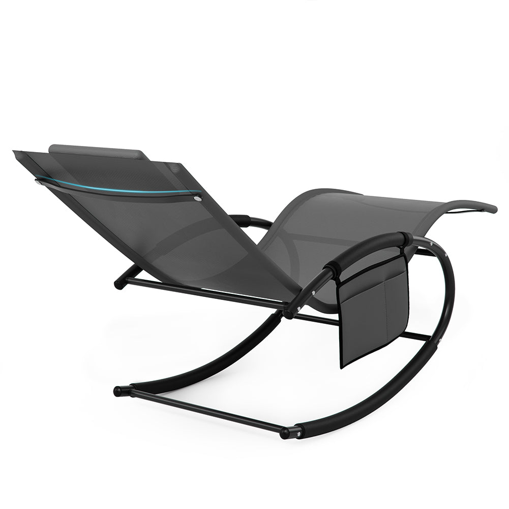 Sedia Sdraio a Dondolo Gravita Zero Lettino Prendisole Giardino Textilene Grigio
