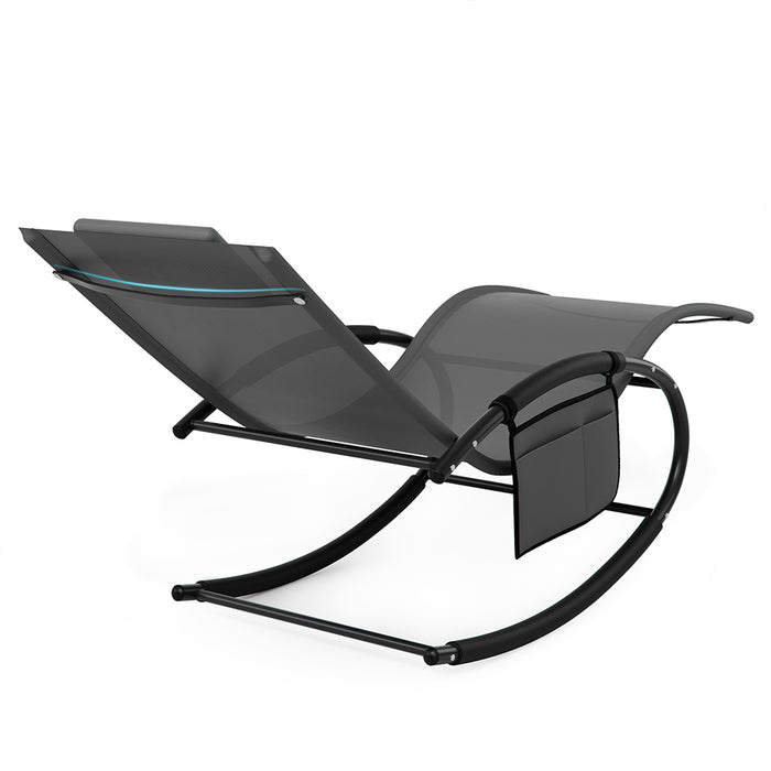Sedia Sdraio a Dondolo Gravita Zero Lettino Prendisole Giardino Textilene Grigio