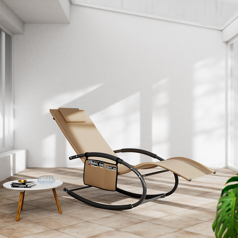 Sedia Sdraio a Dondolo Gravita Zero Lettino Prendisole Giardino Textilene Marrone