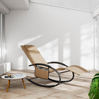 Sedia Sdraio a Dondolo Gravita Zero Lettino Prendisole Giardino Textilene Marrone