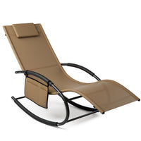 Sedia Sdraio a Dondolo Gravita Zero Lettino Prendisole Giardino Textilene Marrone