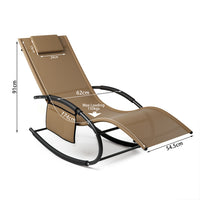 Sedia Sdraio a Dondolo Gravita Zero Lettino Prendisole Giardino Textilene Marrone