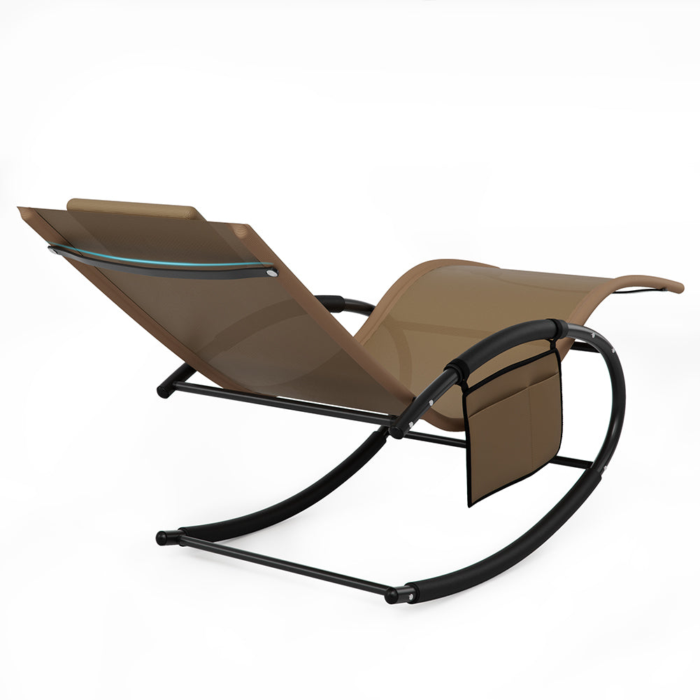 Sedia Sdraio a Dondolo Gravita Zero Lettino Prendisole Giardino Textilene Marrone