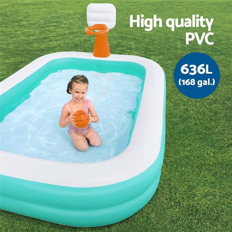 BESTWAY PISCINA BASKETBALL CON PALLA E 1 TOPPA DI RIPARAZIONE PER BAMBINI DAI 3 ANNI + 251X168X102 CM