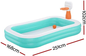 BESTWAY PISCINA BASKETBALL CON PALLA E 1 TOPPA DI RIPARAZIONE PER BAMBINI DAI 3 ANNI + 251X168X102 CM