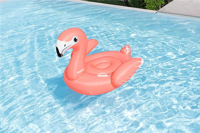 BESTWAY CIAMBELLA CAVALCABILE FANCY FLAMINGO PER  BAMBINI DAI 3 ANNI IN COLORORAZIONE ROSA 138X107 CM