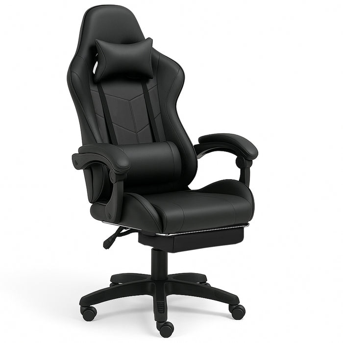 Sedia da Gaming Ecopelle Nero Seduta Reclinabile da Scrivania Ufficio Cameretta