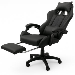 Sedia da Gaming Ecopelle Nero Seduta Reclinabile da Scrivania Ufficio Cameretta