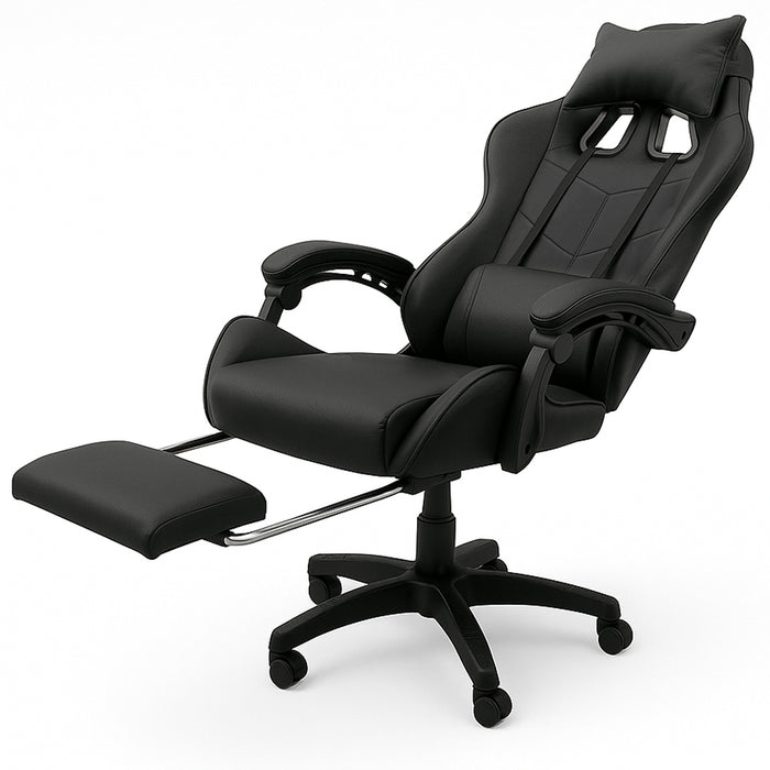 Sedia da Gaming Ecopelle Nero Seduta Reclinabile da Scrivania Ufficio Cameretta