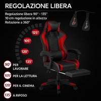 Sedia da Gaming Ecopelle Nero e Rosso Reclinabile da Scrivania Ufficio Cameretta