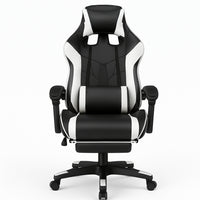 Sedia da Gaming Ecopelle Nero e Bianco Reclinabile da Scrivania Ufficio Cameretta