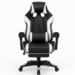 Sedia da Gaming Ecopelle Nero e Bianco Reclinabile da Scrivania Ufficio Cameretta