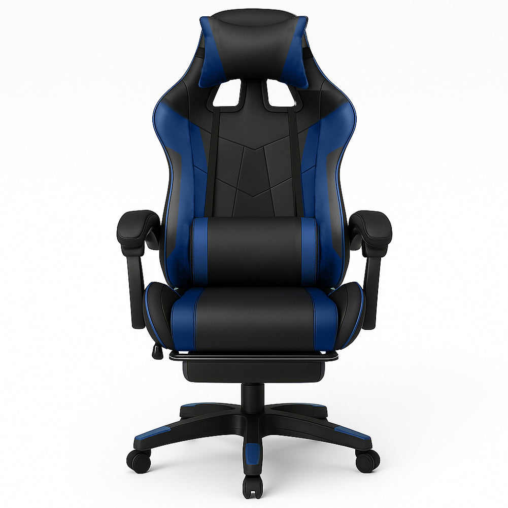 Sedia da Gaming Ecopelle Nero e Blu Reclinabile da Scrivania Ufficio Cameretta