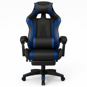 Sedia da Gaming Ecopelle Nero e Blu Reclinabile da Scrivania Ufficio Cameretta