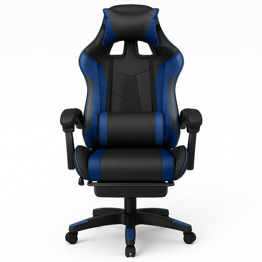 Sedia da Gaming Ecopelle Nero e Blu Reclinabile da Scrivania Ufficio Cameretta