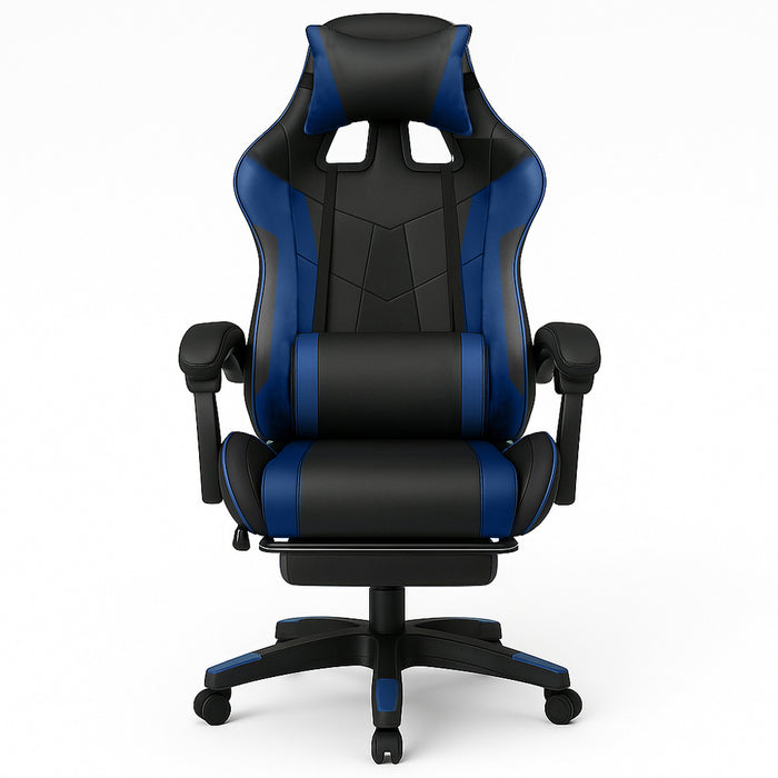 Sedia da Gaming Ecopelle Nero e Blu Reclinabile da Scrivania Ufficio Cameretta