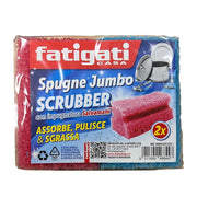 SPUGNE JUMBO SCRUBBER CON IMPUGNATURA SALVAMANI ASSORBE, PULISCE E SGRASSA 2 PZ OK