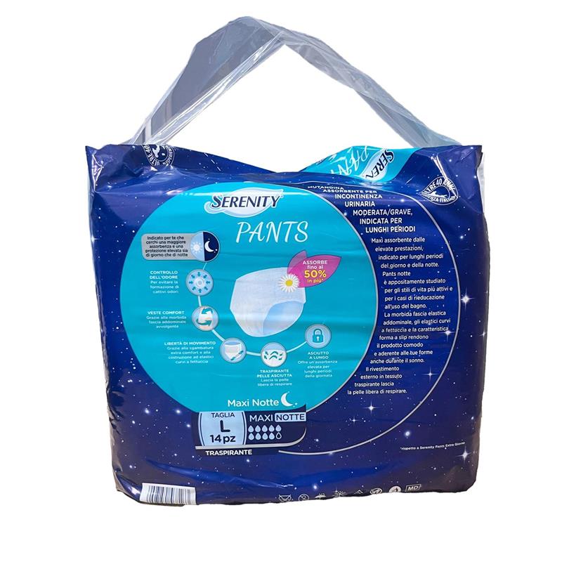 PANTS MAXI NOTTE ASSORBE TRASPIRANTE FINO AL 50% IN PIÙ CON CAMOMILLA CONTROLLO DELL'ODORE TAGLIA L 14 PZ