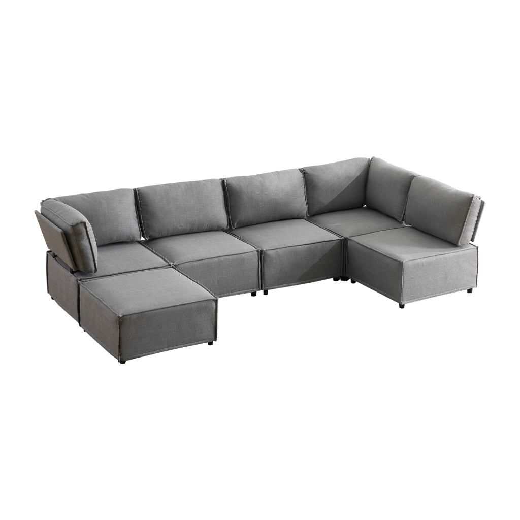 Divano modulare angolare - componibile con funzione letto - in tessuto grigio chiaro
