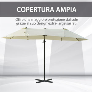 OMBRELLONE DOPPIO IN ACCIAIO E POLIESTERE IMPERMEABILE 440 X 270 X 250 CM BEIGE