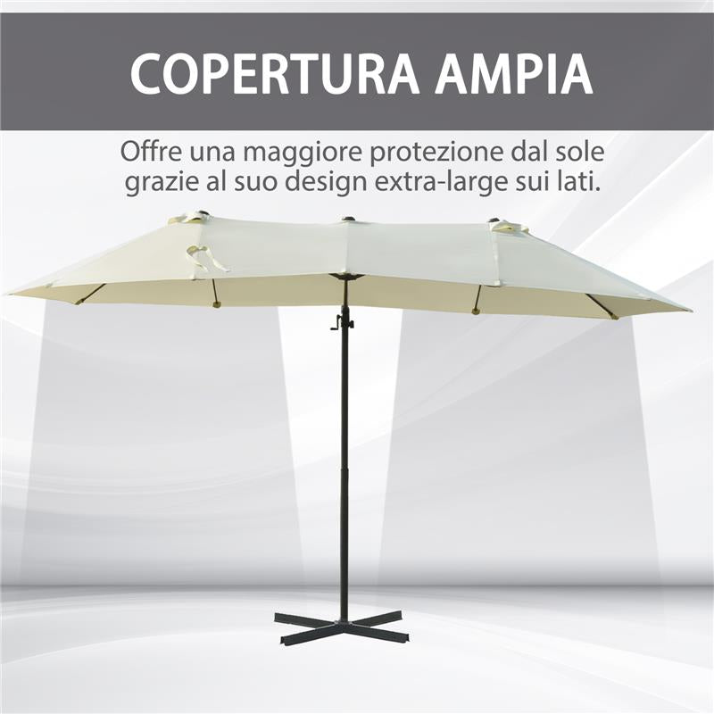 OMBRELLONE DOPPIO IN ACCIAIO E POLIESTERE IMPERMEABILE 440 X 270 X 250 CM BEIGE