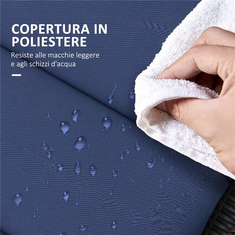 CUSCINO PER SDRAIO E LETTINO PRENDISOLE IN TESSUTO CON LACCI DI FISSAGGIO BLU SCURO 196X 63 CM