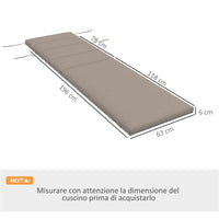 CUSCINO PER SDRAIO E LETTINO PRENDISOLE IN TESSUTO CON LACCI DI FISSAGGIO GRIGIO SCURO 196X 63 CM