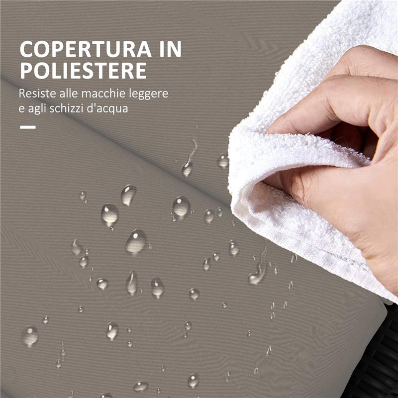 CUSCINO PER SDRAIO E LETTINO PRENDISOLE IN TESSUTO CON LACCI DI FISSAGGIO GRIGIO SCURO 196X 63 CM