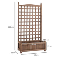 FIORIERA DA ESTERNO IN LEGNO CON GRIGLIATO PER PIANTE RAMPICANTI 64X28X120 CM MARRONE