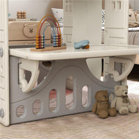 CASETTA PER BAMBINI 1-6 ANNI DA INTERNO CON PORTE FINESTRE E BANCONE DA NEGOZIO 108X80X111 CM CREMA