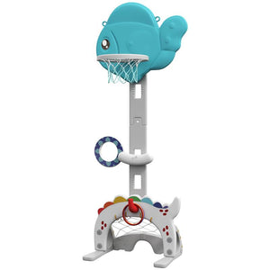 CANESTRO BASKET PER BAMBINI 5 IN 1 CON ALTEZZA REGOLABILE PORTA DA CALCIO E GOLF ETÀ 3-6 ANNI