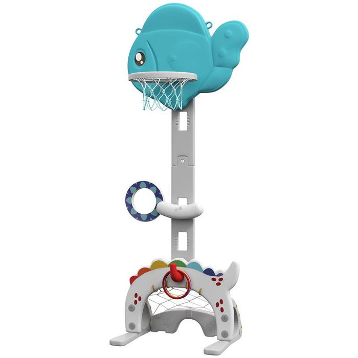 CANESTRO BASKET PER BAMBINI 5 IN 1 CON ALTEZZA REGOLABILE PORTA DA CALCIO E GOLF ETÀ 3-6 ANNI